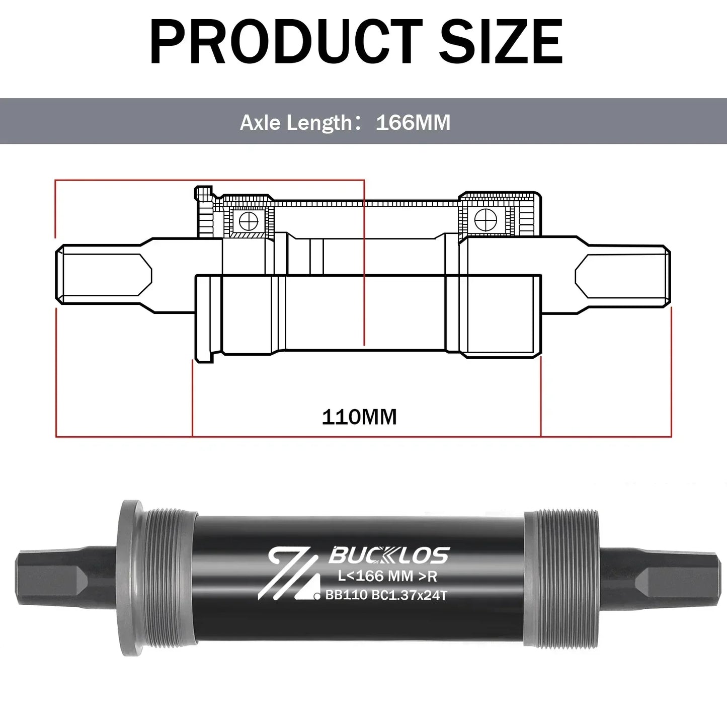 BUCKLOS Bike Bottom Bracket Square Hole Road Mountain Bike E-Bike Crank BB BB68 BB80 BB90 BB100 BB110 BB120 MTB Crankset Parts