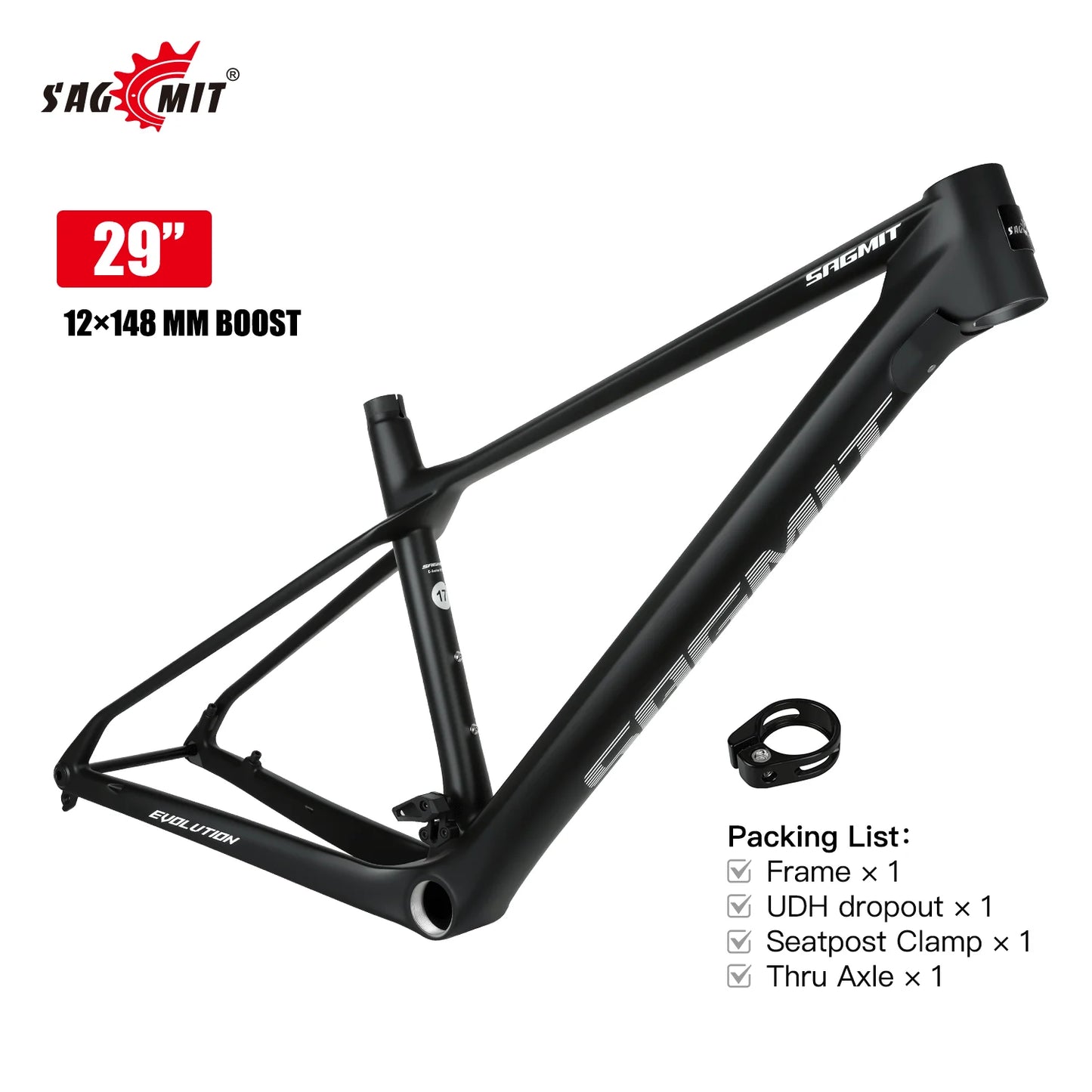 SAGMIT T700 Carbon Mountain Bike Frame 29er Full Internal Routing Boost 12x148mm Hardtail UDH MTB Carbon Frame Disc Brake