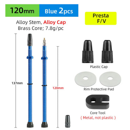 Bicycle No Tube Presta/FV Valve Brass/Alloy Stem Detachable Brass Core 40-120mm Road Bike Tubeless  Core Tool