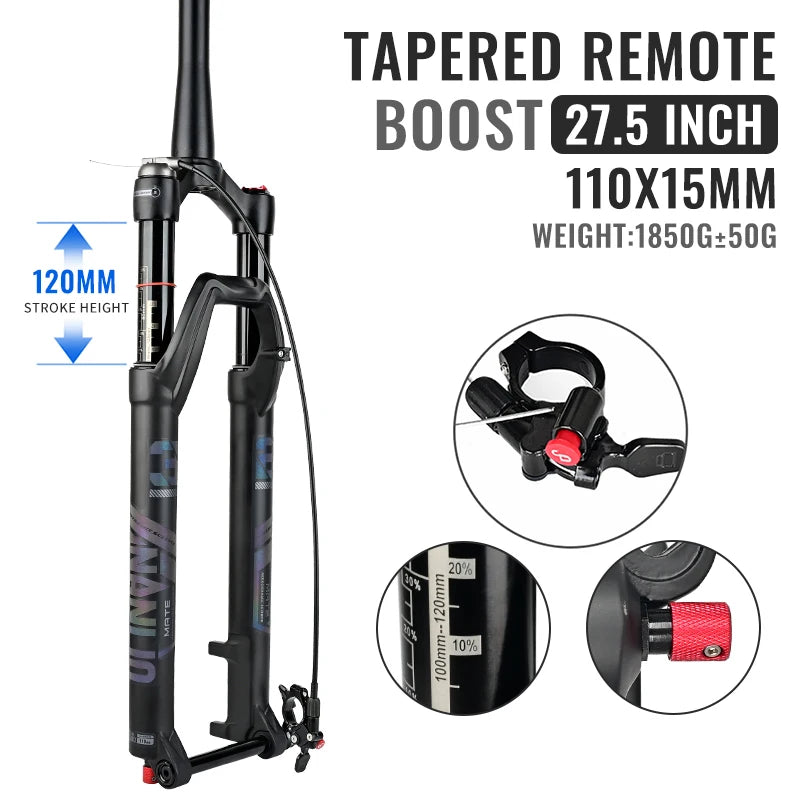 NANLIO X7 PRO MTB Air Suspension Fork 26/27.5/29er 120/140mm Rebound Remote Lockout Straight/Tapered 100x9/100x15mm QR/Thru Axle