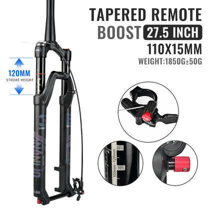NANLIO X7 PRO MTB Air Suspension Fork 26/27.5/29er 120/140mm Rebound Remote Lockout Straight/Tapered 100x9/100x15mm QR/Thru Axle