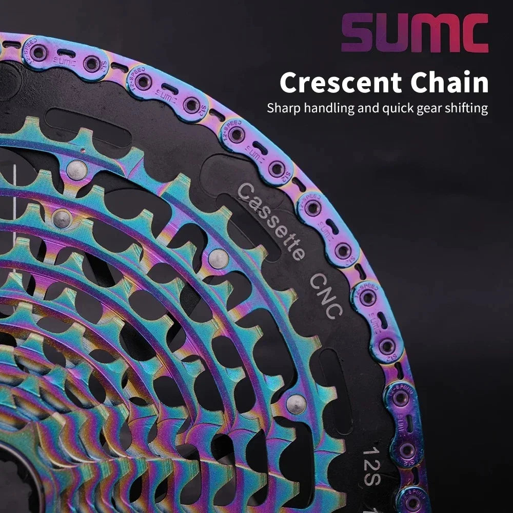 sumc 12 speed bike chain crescent chain road bike mountain  126 links ultra light bicycle chain for Shimano