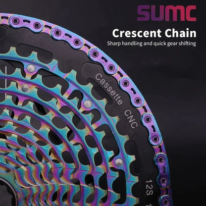 sumc 12 speed bike chain crescent chain road bike mountain  126 links ultra light bicycle chain for Shimano