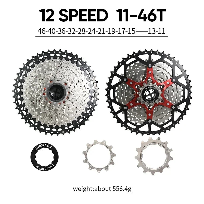 BUCKLOS Bicycle Flywheel 8/9/10/11/12 Speed Bike Cassette 36T/40T/42T/46T/50T/52T MTB Road Bike Freewheel for SHIMANO HG K7 Part