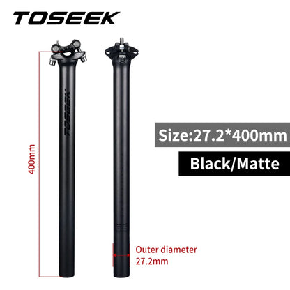 TOSEEK ZF-One Carbon Seatpost 27.2/30.8/31.6mm Matte Black MTB/Road Bike Seat Post Length 280mm Seat Tube Bicycle Parts