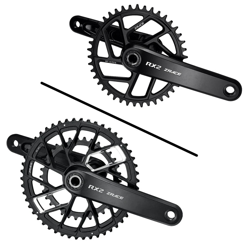 ZRACE RX2 Gravel / Road Crankset, High-precision CNC Machining, Ultra-strong Alloy Shaft, 165/170, 53-39/52-36/50-34/40/42/44T