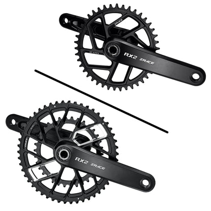 ZRACE RX2 Gravel / Road Crankset, High-precision CNC Machining, Ultra-strong Alloy Shaft, 165/170, 53-39/52-36/50-34/40/42/44T