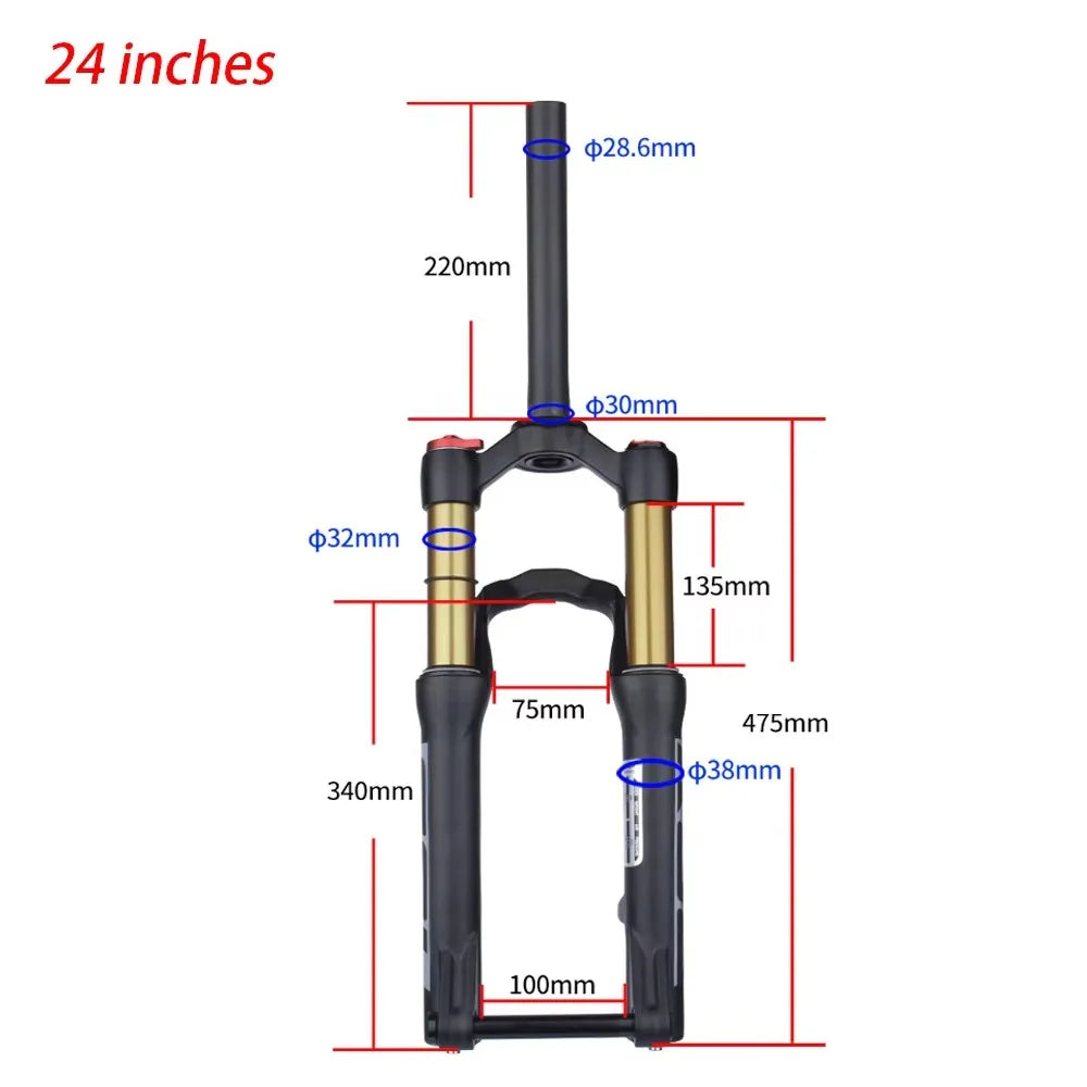 BOLANY Mountain Bike Forks Shock Suspension 20/24 inch fork 135mm travel Air Suspension MTB Fork Bike Accessories