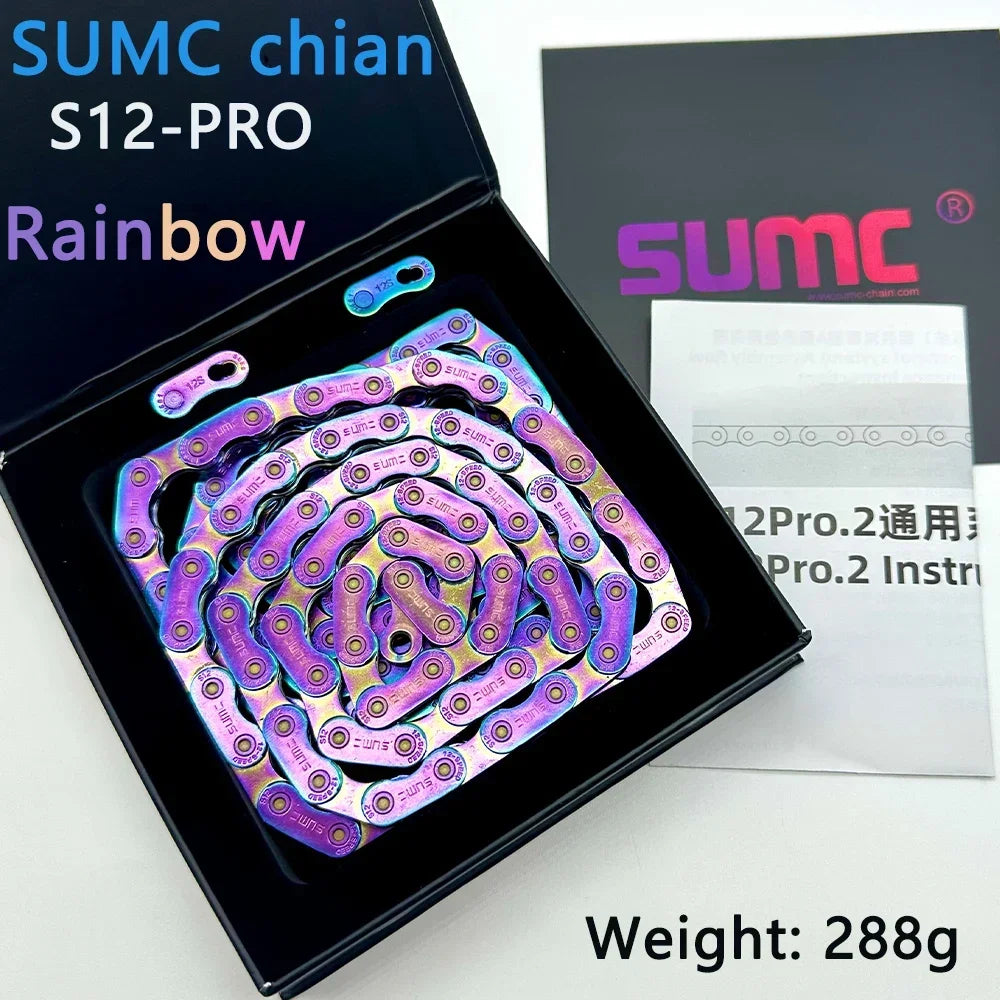 sumc 12 speed bike chain crescent chain road bike mountain  126 links ultra light bicycle chain for Shimano
