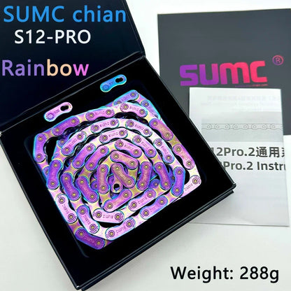 sumc 12 speed bike chain crescent chain road bike mountain  126 links ultra light bicycle chain for Shimano