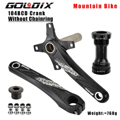 GOLDIX 104BCD Wide and narrow teeth bicycle crankset 170/175mm crank Round/Oval chain ring 32T/34T/36T/38T Bicycle crankset