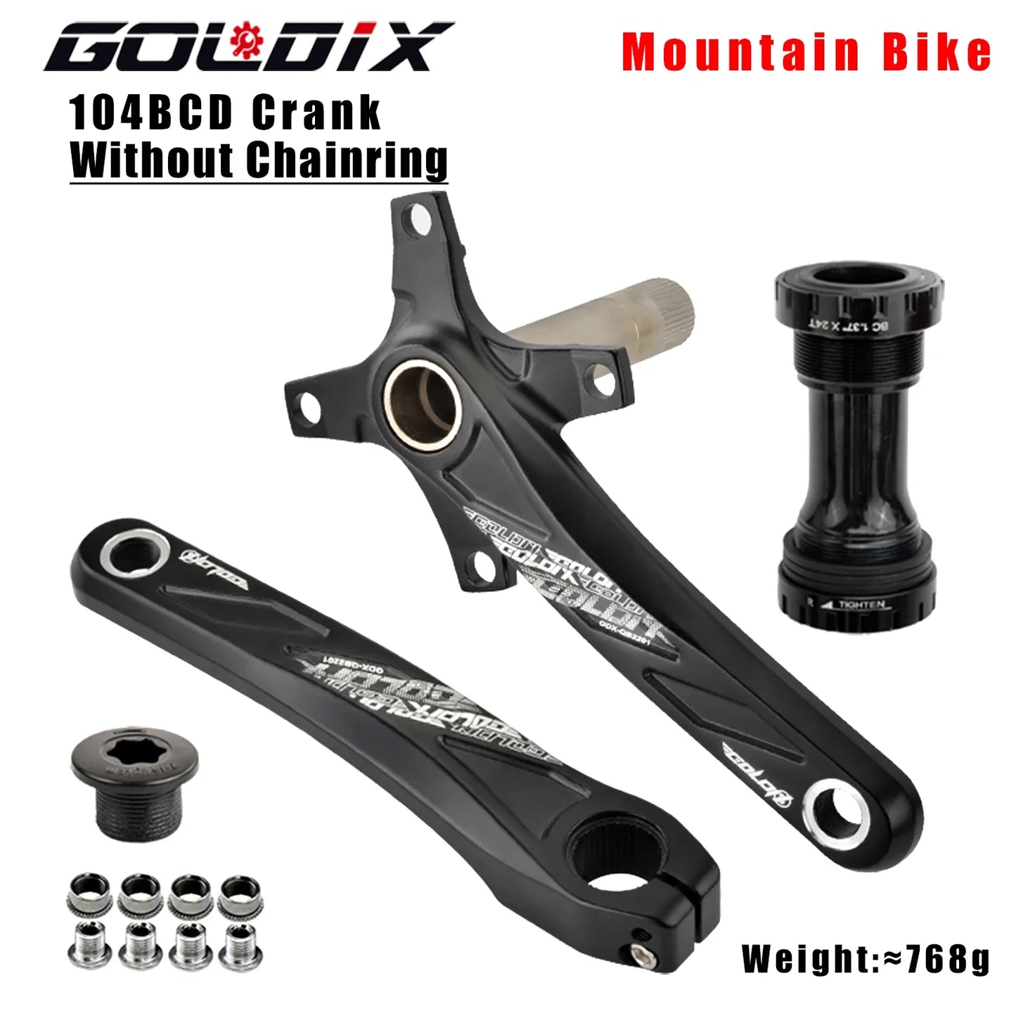 GOLDIX 104BCD Wide and narrow teeth bicycle crankset 170/175mm crank Round/Oval chain ring 32T/34T/36T/38T Bicycle crankset
