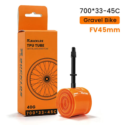 BUCKLOS Gravel Road Bike Inner Tube 700C Bicycle TPU Inner Tube 700x23/32C 700x33/45C TPU Inner Tire 45mm 65mm 80mm Presta Valve