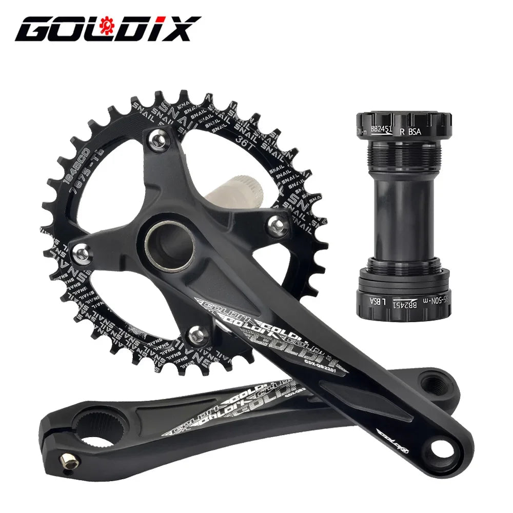 GOLDIX 104BCD Wide and narrow teeth bicycle crankset 170/175mm crank Round/Oval chain ring 32T/34T/36T/38T Bicycle crankset