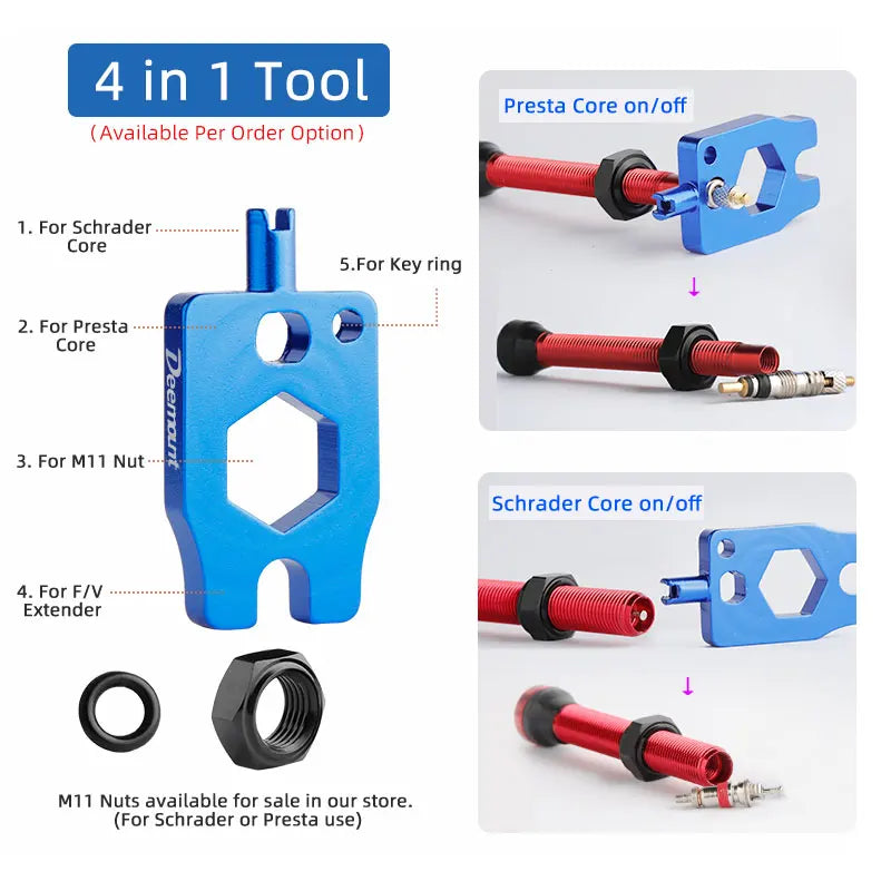 Bicycle No Tube Presta/FV Valve Brass/Alloy Stem Detachable Brass Core 40-120mm Road Bike Tubeless  Core Tool