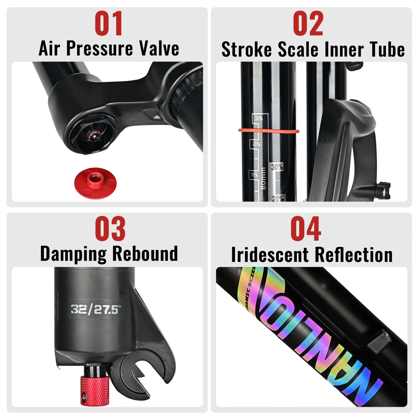NANLIO X7 PRO MTB Air Suspension Fork 26/27.5/29er 120/140mm Rebound Remote Lockout Straight/Tapered 100x9/100x15mm QR/Thru Axle
