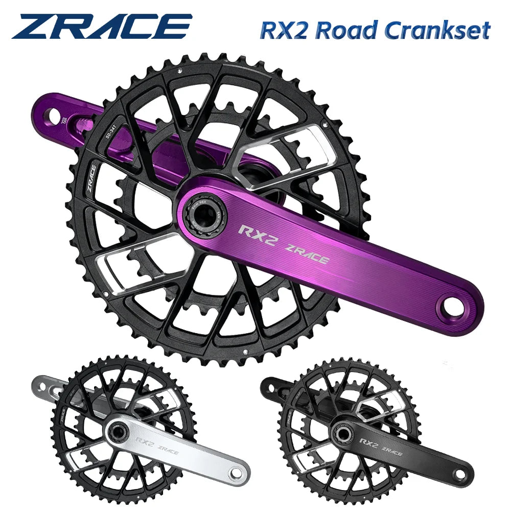 ZRACE RX2 Gravel / Road Crankset, High-precision CNC Machining, Ultra-strong Alloy Shaft, 165/170, 53-39/52-36/50-34/40/42/44T