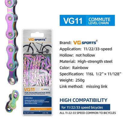 1pc VG Sports 8 9 10 11 Speed Velocidade Bicycle Chain 8s 9s 10s 11s MTB Mountain Road Bike Chain Bike Parts Bicycle Accessories