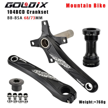 GOLDIX 104BCD Wide and narrow teeth bicycle crankset 170/175mm crank Round/Oval chain ring 32T/34T/36T/38T Bicycle crankset