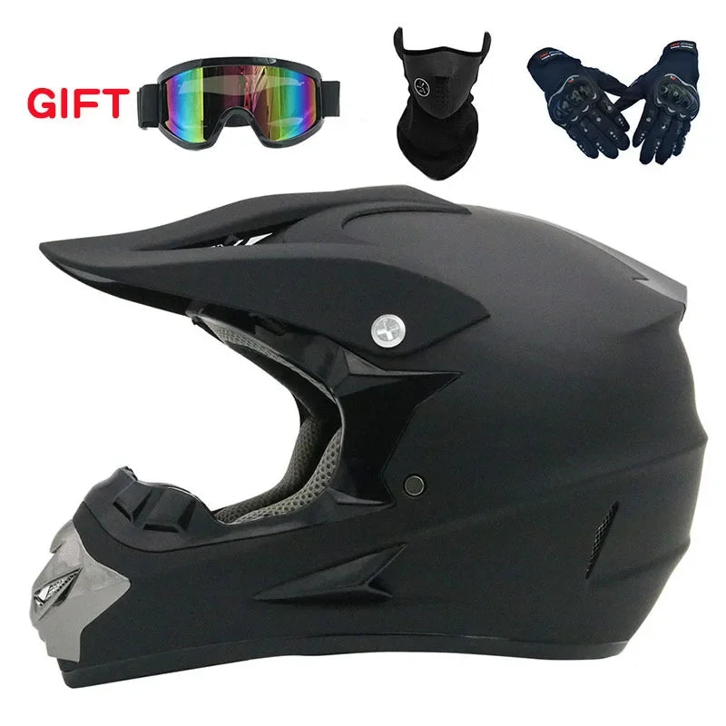 Motorcycle Helmet Off-road Racing Helmet All-season Men's and Women's Mountain Bike Helmet with Glasses,face Mask,and Gloves