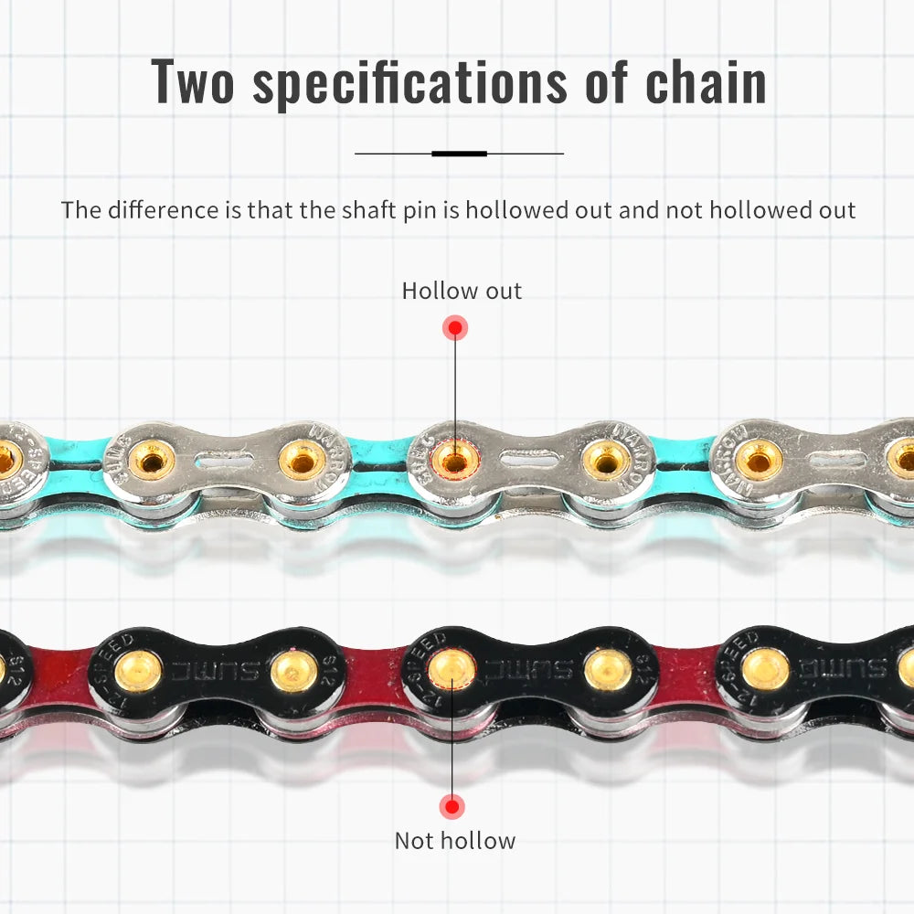 Bicycle Chain SUMC 12Speed Diamond Color Bike Chain MTB Mountain Road Bike UltraLight and Durable 12S Missing Link Chain 12V