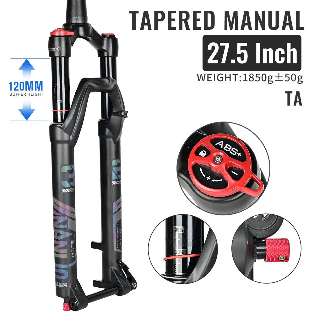 NANLIO X7 PRO MTB Air Suspension Fork 26/27.5/29er 120/140mm Rebound Remote Lockout Straight/Tapered 100x9/100x15mm QR/Thru Axle
