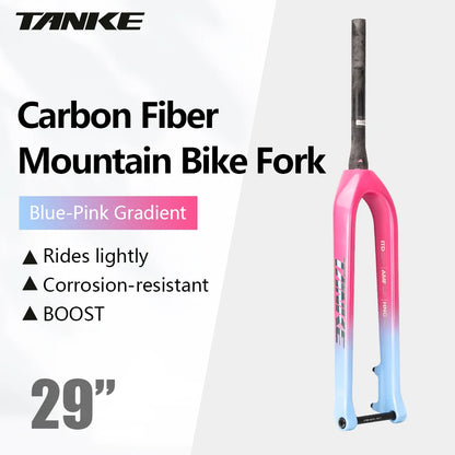 TANKE MTB Hard Fork Bicycle Suspension carbon fiber 26/27.5/29inch Universal Mountain Bike Fork Straight Cone 28.6mm Boost T800