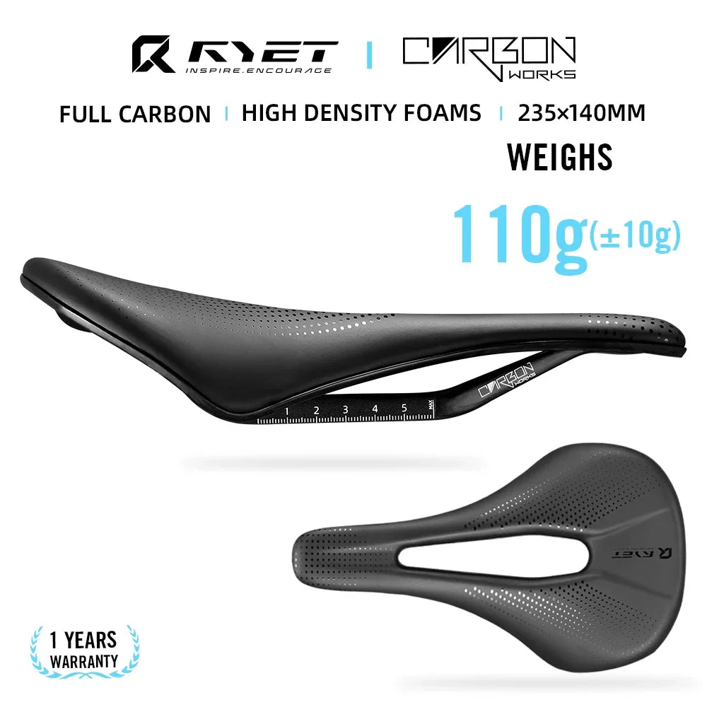 RYET Bike Carbon Saddle 3D Printed Saddle 140mm 7x9mm Round Rail Superlight Road MTB Racing Bicycle Seat Saddles Cushion Parts