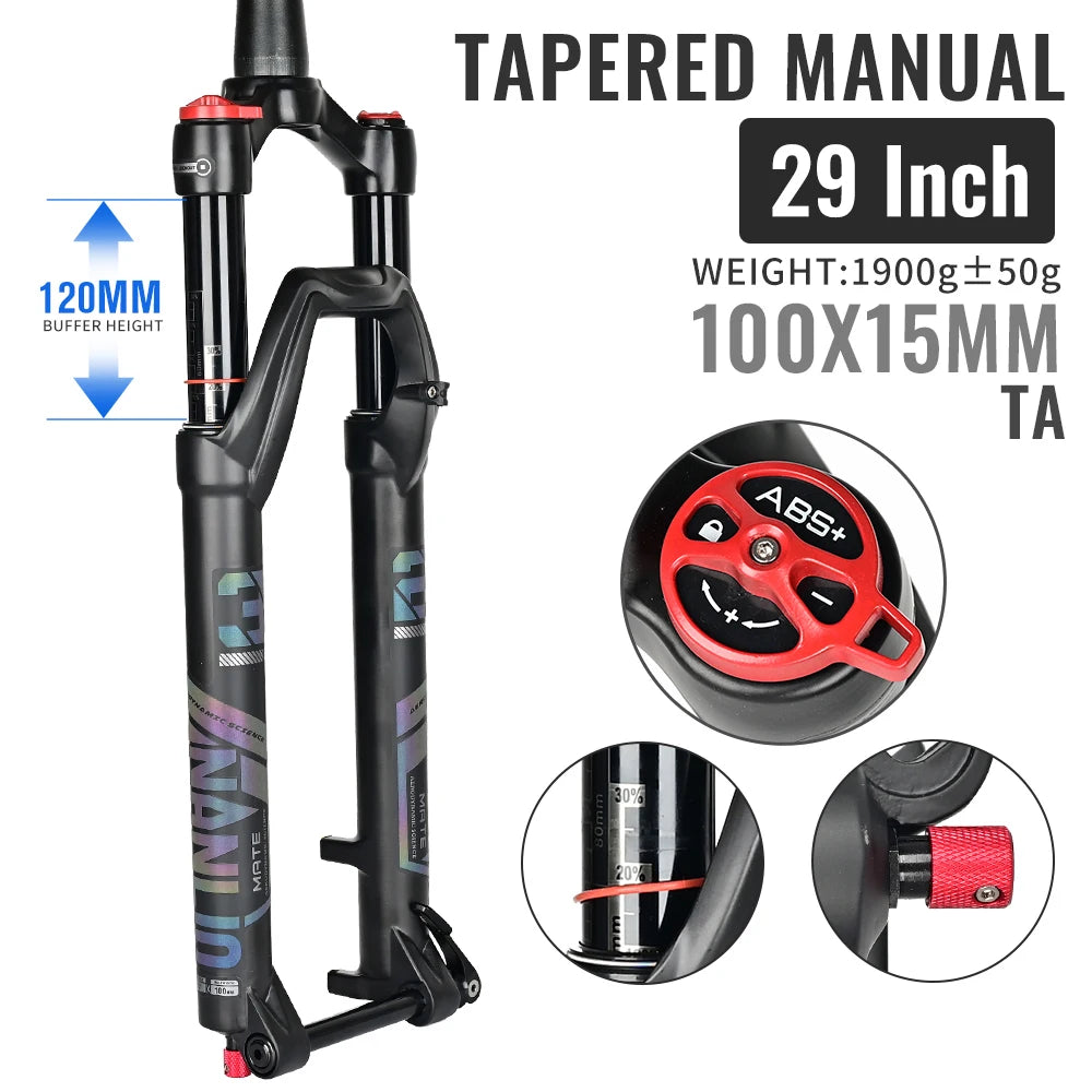 NANLIO X7 PRO MTB Air Suspension Fork 26/27.5/29er 120/140mm Rebound Remote Lockout Straight/Tapered 100x9/100x15mm QR/Thru Axle