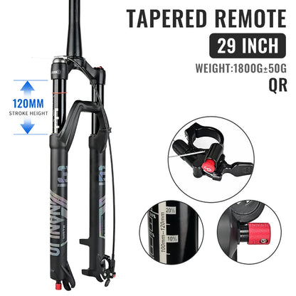 NANLIO X7 PRO MTB Air Suspension Fork 26/27.5/29er 120/140mm Rebound Remote Lockout Straight/Tapered 100x9/100x15mm QR/Thru Axle