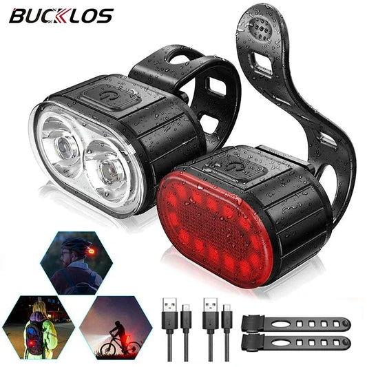 BUCKLOS Bike Lighting Front and Rear Lights Bicycle Lamp Led