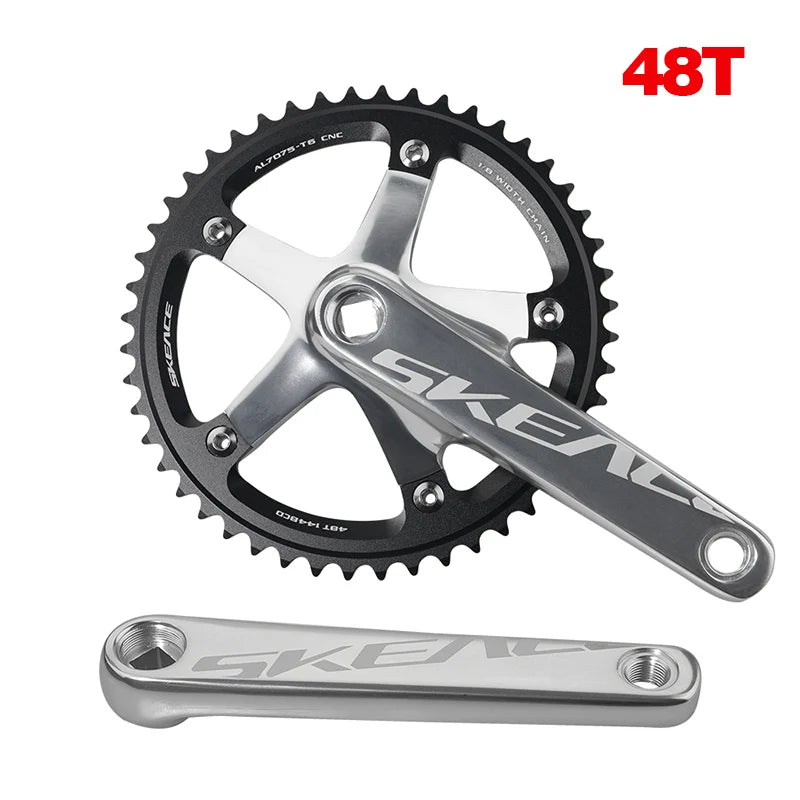 SKEACE 48T/49T Aluminum Alloy Bicycle Crank Set 144BCD Single Speed Crank Chain Wheel 165mm Crank Road Fix Gear Track Bicycle