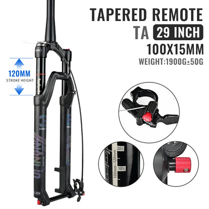 NANLIO X7 PRO MTB Air Suspension Fork 26/27.5/29er 120/140mm Rebound Remote Lockout Straight/Tapered 100x9/100x15mm QR/Thru Axle