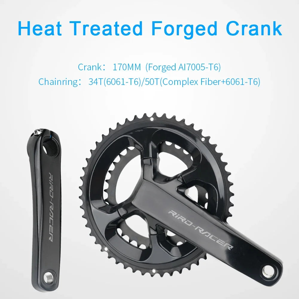 RIRO RACER R8 Road Bike Crankset Ultralight Chainwheel 170mm 50-34T Chainrings Sprockets Hollow Integrated Folding Bike Crankset