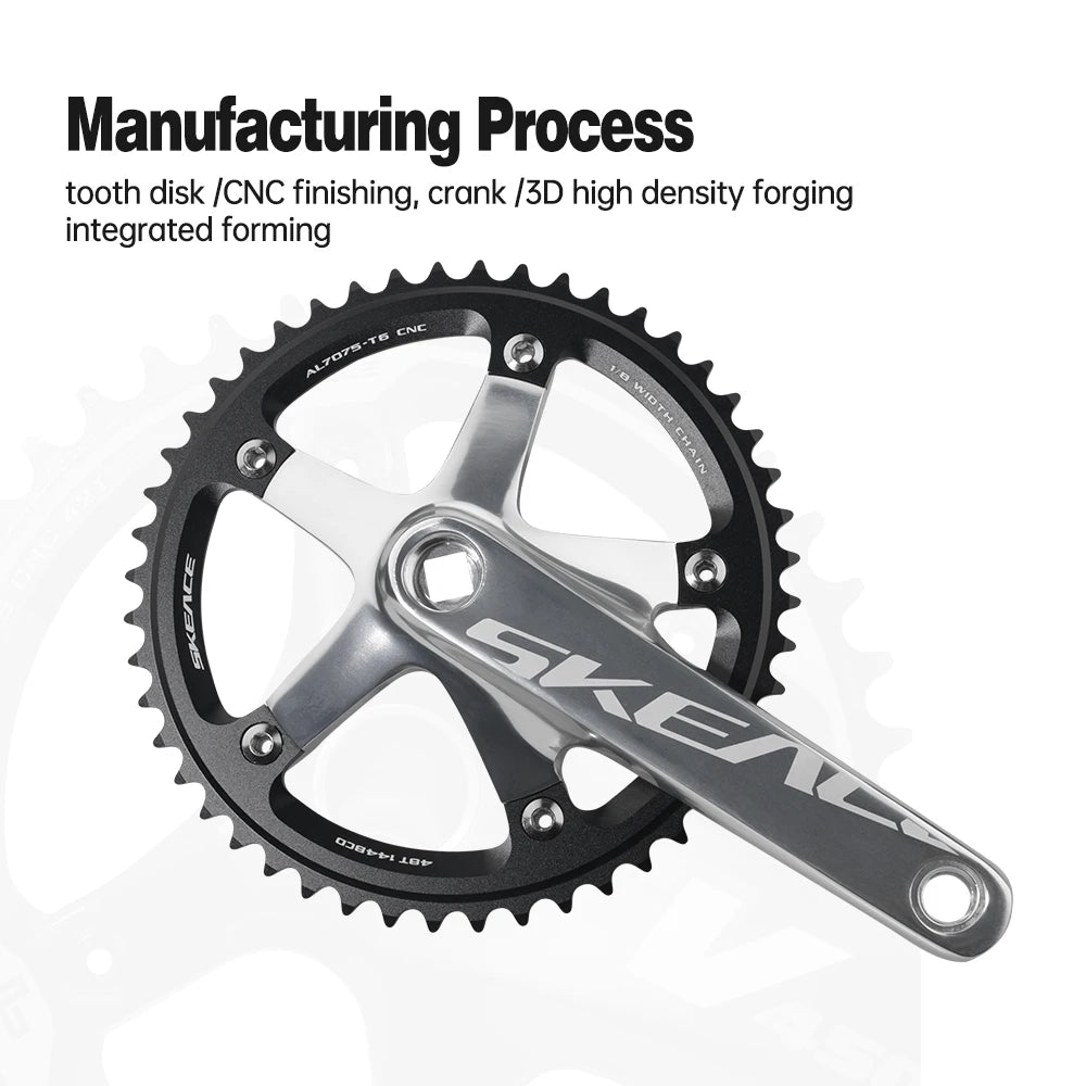 SKEACE BMX Crankset 48T Aluminum Alloy Fixed Gear Crank 144BCD Single Speed Fix Gear 165mm Bike Bicyle Chainwheel BMX Crank