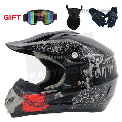 Motorcycle Helmet Off-road Racing Helmet All-season Men's and Women's Mountain Bike Helmet with Glasses,face Mask,and Gloves