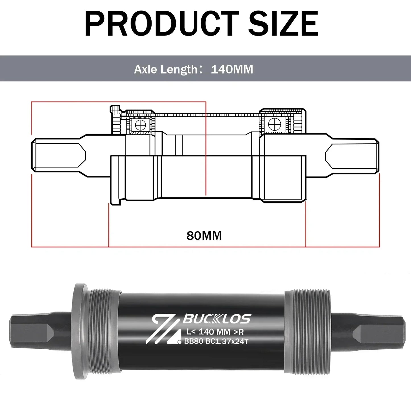BUCKLOS Bike Bottom Bracket Square Hole Road Mountain Bike E-Bike Crank BB BB68 BB80 BB90 BB100 BB110 BB120 MTB Crankset Parts