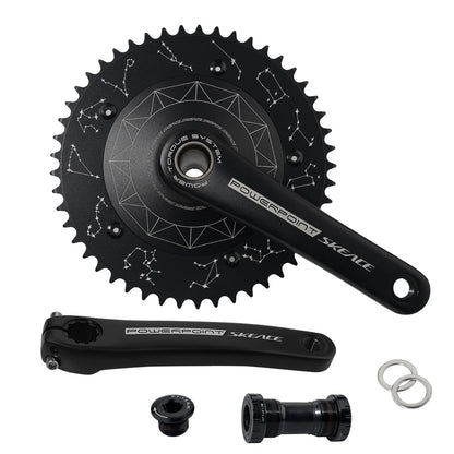 SKEACE Powerpoint Hollowtech Crankset, Fixie Crank, Single Speed Fixed Gear Bike, Track Bicycle Chainwheel, 49T, 165mm, 144BCD