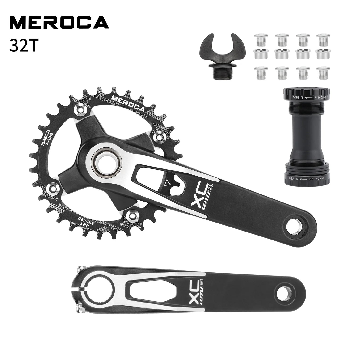 LUTU XC Hollow Integrated Crank MTB Cranks - Direct Mount MTB Single Chainring Aluminum Crankset MTB Accessories