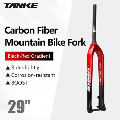 TANKE MTB Hard Fork Bicycle Suspension carbon fiber 26/27.5/29inch Universal Mountain Bike Fork Straight Cone 28.6mm Boost T800