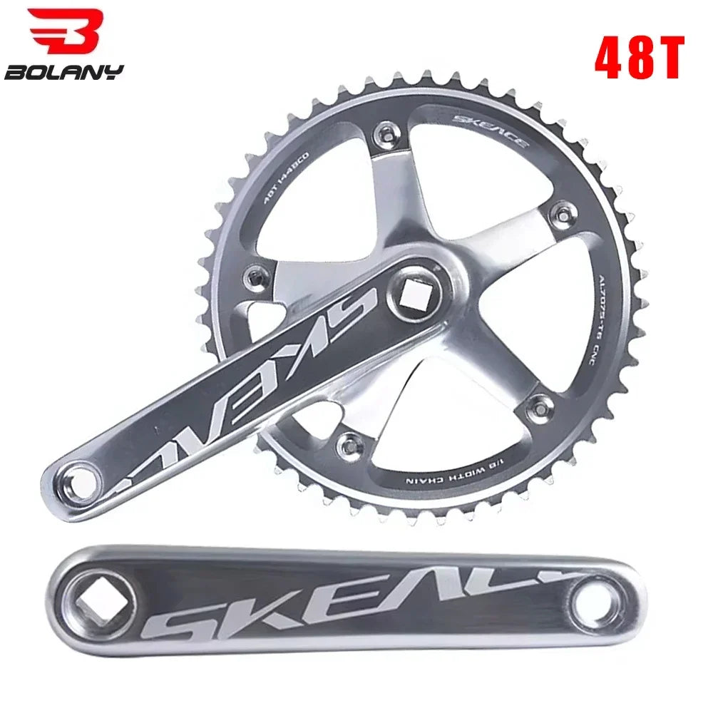SKEACE Track cycling Crankset 144BCD Square Hole Crank Aluminum Alloy Single Speed Crank Chainwheel 165mm 48/49T Crankset