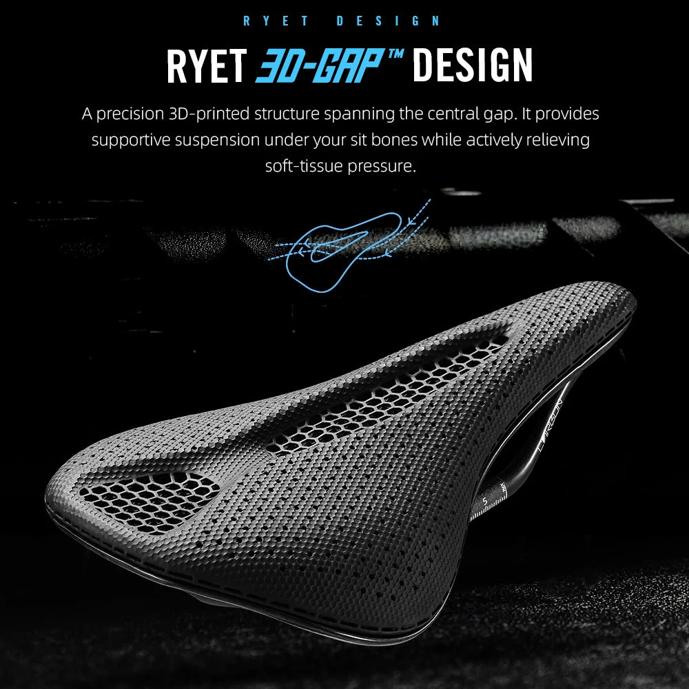 RYET Carbon 3D Printed Saddle 145/155MM 190g 7*9 Bike Seating For Men Women Triathlon Road MTB Mountain Gravel Cycling Parts