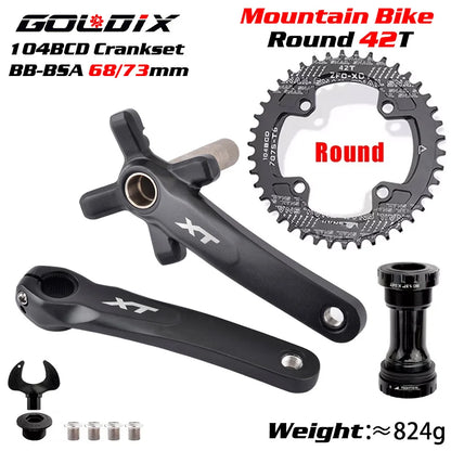 XT Bicycle Crankset 104BCD MTB Bike Crank Chainring Bike 170mm 175mm Black Round Oval 32T 34T 36T 38T Aluminum Alloy with Bottom