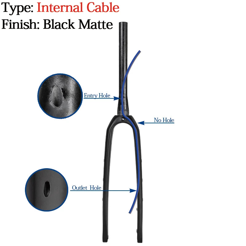 BXT 700C Carbon Gravel Fork, MTB/Road Carbon Bike Fork, 27.5er Thru Axle Disc Brake Road Bicycle fork, Int/Ext Cable Rigid Fork