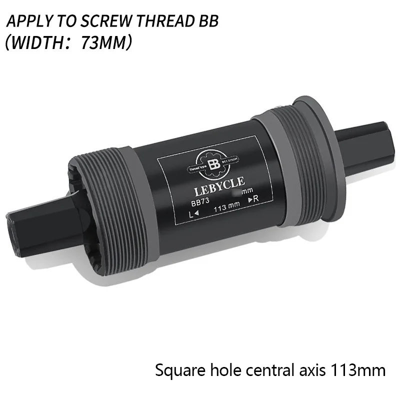Mountain Bike Square Hole Bottom Bracket 73mm 113/122.5/124.5/126mm BB73 Waterproof Sealed Bearings Carbon Steel Cycling