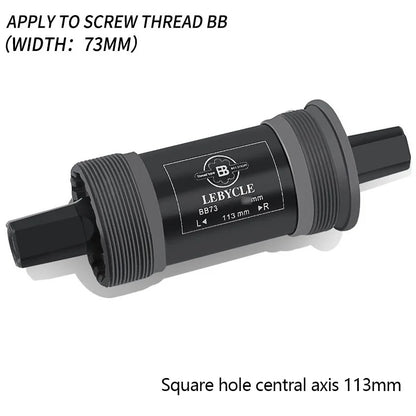 Mountain Bike Square Hole Bottom Bracket 73mm 113/122.5/124.5/126mm BB73 Waterproof Sealed Bearings Carbon Steel Cycling