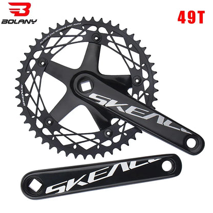 SKEACE Track cycling Crankset 144BCD Square Hole Crank Aluminum Alloy Single Speed Crank Chainwheel 165mm 48/49T Crankset