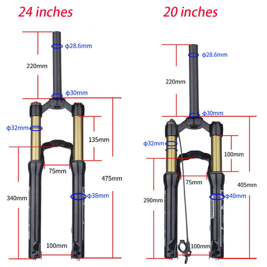 BOLANY Mountain Bike Forks Shock Suspension 20/24 inch fork 135mm travel Air Suspension MTB Fork Bike Accessories