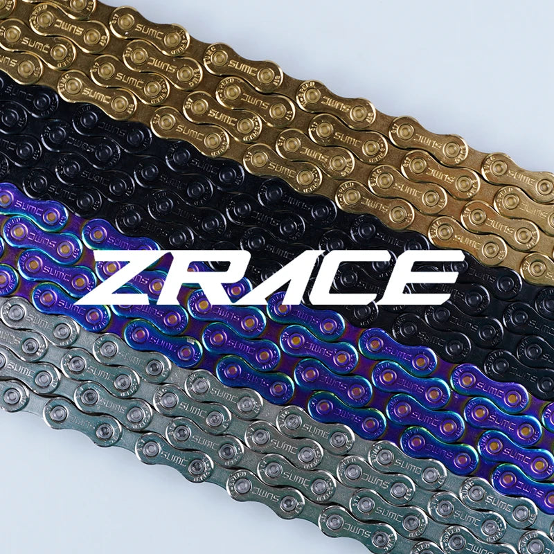 ZRACE Bike Chain 8 9 10 11 12 Speed MTB Mountain Road Bicycle,Neon-Like, Silver, Black, Gold,114/120/126L, OEMed by SUMC
