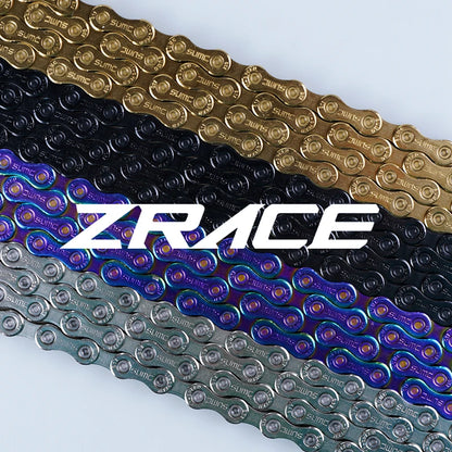 ZRACE Bike Chain 8 9 10 11 12 Speed MTB Mountain Road Bicycle,Neon-Like, Silver, Black, Gold,114/120/126L, OEMed by SUMC